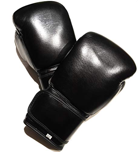 Top Grade Leather Boxing Gloves for Men and Women - Muay Thai Training Kickboxing Fighting Multi Layer Foam Sparring Gloves - Safety Strap Boxing Gloves with Black Palm 20oz, 22oz, 24oz - size: 22oz