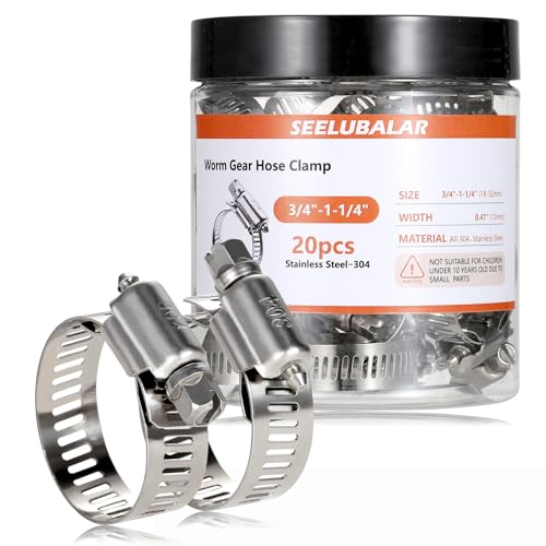 20 Pack Worm Gear Hose Clamp, Adjustable from 3/4 Inch to 1-1/4 Inch (18-32mm) Stainless Steel Fuel Line Hose Clamps, Metal Fuel Line Hose Clamps for Automotive Plumbing And Mechanical Application - size: 3/4"-1-1/4"(18-32mm)