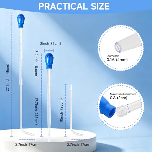 27.7IN Extra Long Turkey Baster for Aquarium Coral Fish Feeder, Blue | 50ml Plastic Long Pipette for Aquarium, Siphon for Fish Tank Water Changer, Coral Food Spot Feeder, Easy to Clean, Versatile