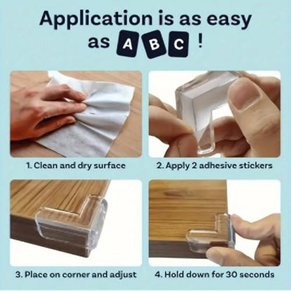 10 Pack Corner Protector Guards, Furniture Edge Safety Bumpers - Proof Bumper & Cushion to Cover Sharp Furniture & Table Edges - Clear L Shaped