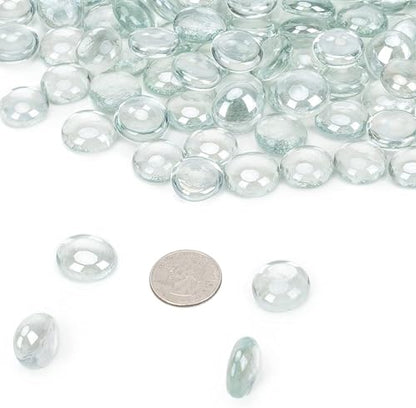 onlyfire Fire Pit Glass Rocks 10 lbs, High Luster Fire Glass Beads 1/2 Inch, Tempered Glass Marbles for Propane/Natural Gas Fire Pit, Fireplace, Multicolor & Blends Available - color: Crystal Ice