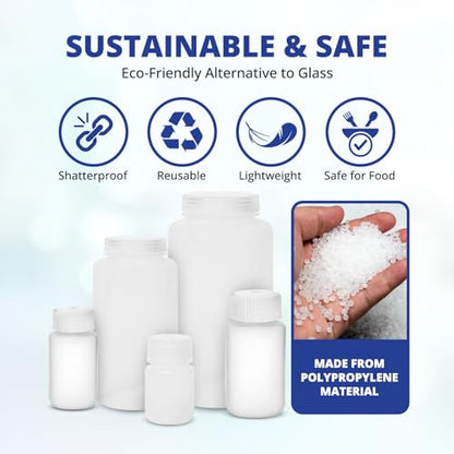 United Scientific® Unistore™ - Sample Containers with Lids - Laboratory Grade Polypropylene Wide Mouth Reagent Bottle - 16 Oz Bottles with Caps (500ml), Plastic Bottles with Lids, Pack of 1 - size: 16 oz (Pack of 1)