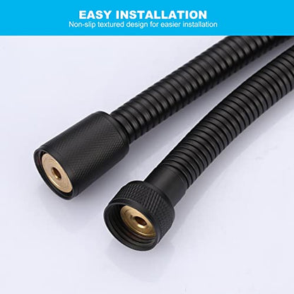 Matte Black Finished Shower Hose, 63 Inches SUS 304 Stainless Steel Extra Long Shower Head Hose Replacement Handheld Shower Head Hose for Pet Bathroom Bathing Cleaning - color: Black, size: 63inch