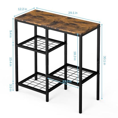 20 Gallon Aquarium Stand, 3 Tier Metal Fish Tank Stand with Shelves, Reptile Tank Stand for Accessories Storage, Turtle Terrarium Stand for Home Office,29.13" L x 12.2" W Tabletop, Brown