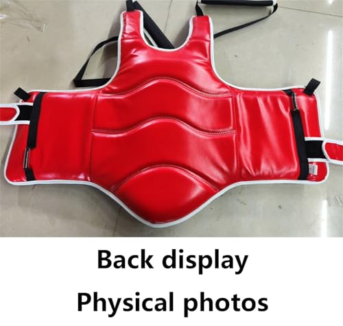 Padded Muay Thai Chest Protector Boxing, Taekwondo MMA Martial Arts Kickboxing Karate Sparring Body Guard Training - color: Red Set, size: Large