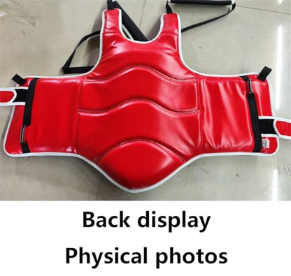 Padded Muay Thai Chest Protector Boxing, Taekwondo MMA Martial Arts Kickboxing Karate Sparring Body Guard Training - color: Red Set, size: Large