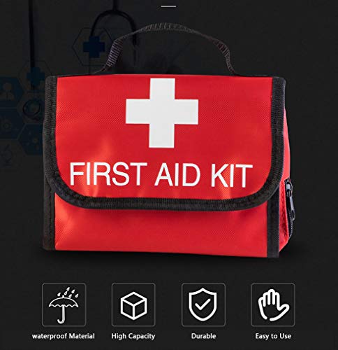 Nylon First Aid Empty Kit,Compact and Lightweight First Aid Bag for Emergency at Home, Office, Car, Outdoors, Boat, Camping, Hiking(Bag Only) (2 Pack Red Foldable) - size: 9.7 x 8.1 inch