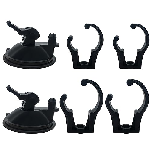 1set Aquarium Suction Cup Clip Fish Tank LED Light Angles Adjustable Buckle with Suction Cups Aquarium Accessories Tube Holder for Lid - color: Black