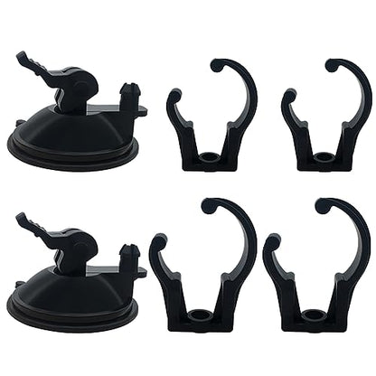 1set Aquarium Suction Cup Clip Fish Tank LED Light Angles Adjustable Buckle with Suction Cups Aquarium Accessories Tube Holder for Lid - color: Black