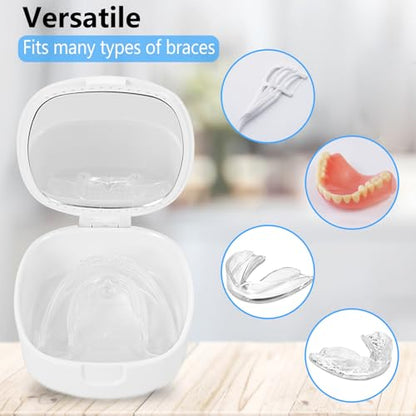 Retainer Case With Mirror and Ventilation Holes - Mouth Guard, Denture, Orthodontic Aligner, Night Guard - Purple Star - color: Purple Star