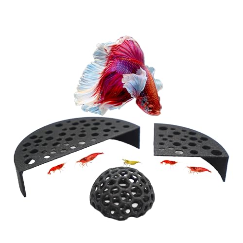 Shrimp Breeding Protection Set, 3-Pack Bundle with Hide Dome, Half Protector, Breeding Protector (Black)