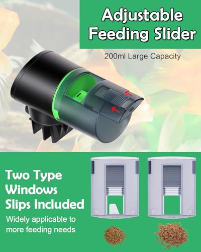 Automatic Fish Feeder for Aquariums - Rechargeable Auto Fish Food Dispenser Timer Feeder with USB Charger Cable，LCD Screen, Customized Schedule - color: Green