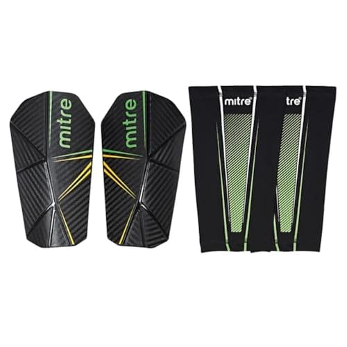 Mitre Unisex Soccer Shin Guards - color: Delta Pro Black/Green/Yellow, size: Large