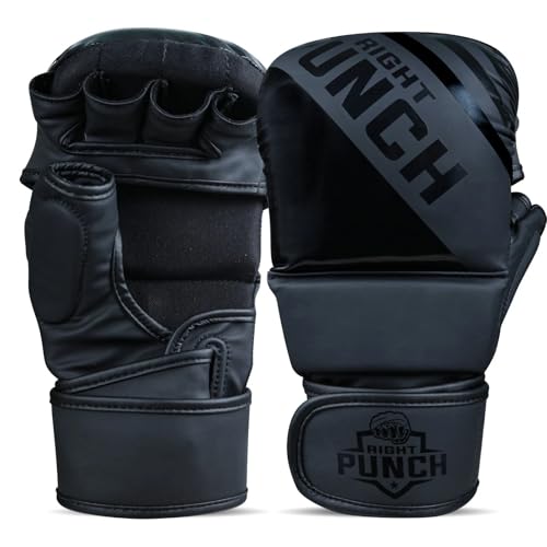 Hybrid MMA Sparring Gloves for Grappling, Kickboxing, and Open Palm Martial Arts - color: Black, size: Medium