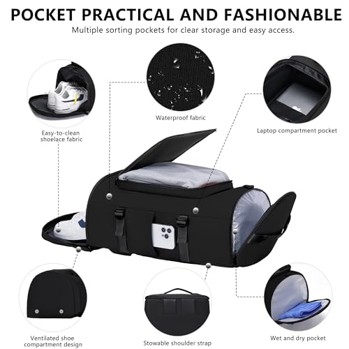 MIYCOO Gym Bag with Shoes Compartment, Duffle Bag, Backpack with Wet Pocket - color: Dark Gray-Style1