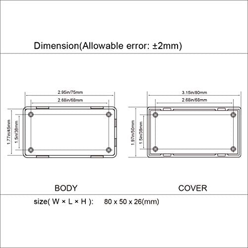 Project Box 10 Pieces ABS Plastic Electrical Project Case Small Junction Box for Electronics Black 3.1 x 2.0 x 1.0 inch (80 x 50x 26 mm) - size: 3.1" x 2.0" x 1.0"(10pc)