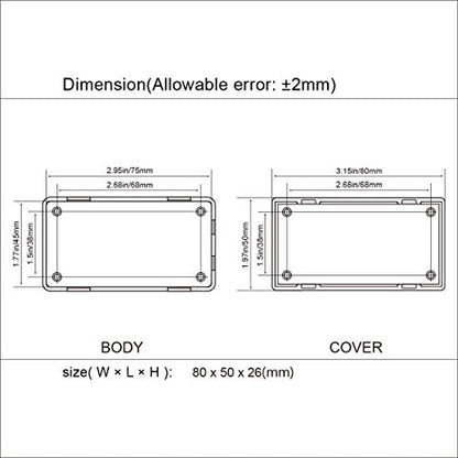 5 Pieces Plastic Project Boxes Junction Case for Electronic Project, Black 3.1 x 2.0 x 1.0 inch (80 x 50x 26 mm) - size: 3.1" x 2.0" x 1.0"(5pc)