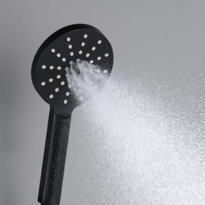 Circular 3 Settings ABS Handheld Shower Head, Multi-Function Showerhead with 3 Spray Modes, Ergonomic Design, Water-Efficient, Easy Install for Bathroom Showers, Matte Black Finish