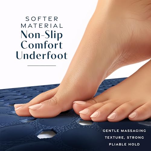 SlipX Solutions Power Grip Bathtub Safety Mat | Precision Grip Technology for Longer, Stronger, & Softer Wet Surface Protection | Navy 39"x16" - color: Navy
