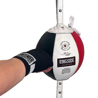 Ringside Leather Boxing Double End Bag - Speed & Reflex Punching Target with Bungee Cables for MMA, Muay Thai, and Striking Accuracy - size: 7"