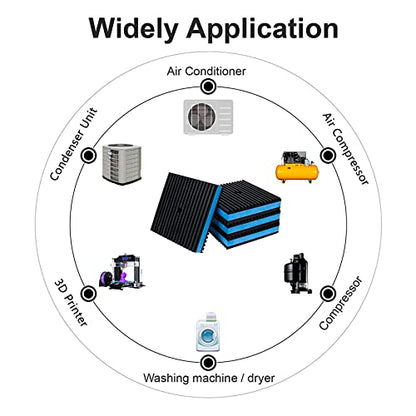 Anti Vibration Pads,3" X 3" X 7/8" Heavy Duty Blue EVA Rubber Anti Vibration Isolation Pad for Air Compressor,Washer and Dryer,HVAC,Treadmills,Air Conditioner Accessories,Pack of 4 - size: 3" X 3" X 7/8"