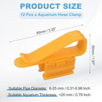 Fish for Tank Mounting Clip, Adjustable Hose Clamp Mounting Clip Water Pipe Hose Holder for 0.3"-1" Dia Tube, (Orange, 12Pcs), Intended for Aquarium Air Pump/Pipe Organizer
