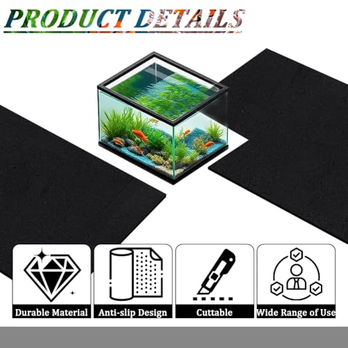 NBEADS 2 Pcs Neoprene Foam Self-Adhesive Board, 19.7x13.8 Inch Black Craft Foam Sheet, Aquarium Fish Tank Leveling Mat Shock Absorbing Pad