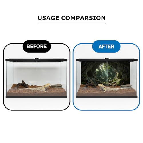 Terrarium Background Cloth, 24x12 Inch Reptile Tank Background for Bearded Dragon & Leopard Gecko Tank Accessories, Polyester Aquarium Background with Green Rainforest Design