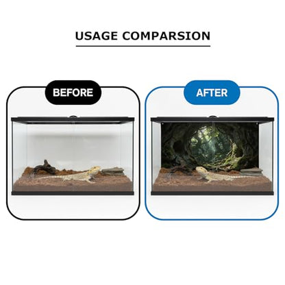 Terrarium Background Cloth, 24x12 Inch Reptile Tank Background for Bearded Dragon & Leopard Gecko Tank Accessories, Polyester Aquarium Background with Green Rainforest Design