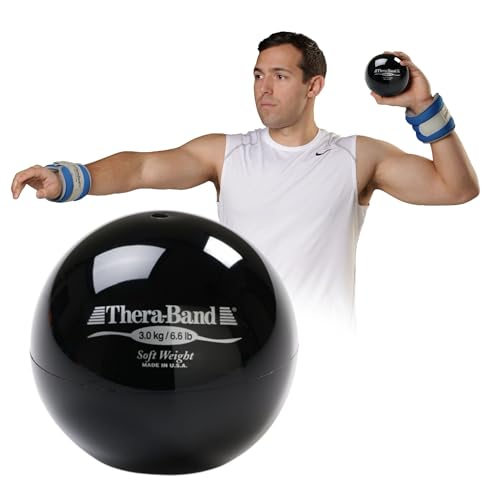 THERABAND Soft Weight 6.6 Lb, 4.5" Ball-Shaped Isotonic Exercise Ball | Ball-shaped isotonic soft weight for physical therapy, Pilates, shoulder strength and rehab exercise - color: Black