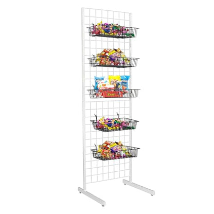 6' x 2' Grid Panel Tower with L Base and Footbeds, White Finish