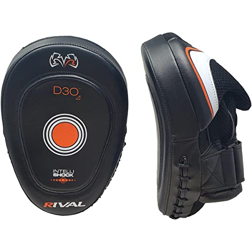 RIVAL Boxing RPM10 2.0 Intelli-Shock Punch Mitts - Bigger Punching Surface for Maximum Impact Absorption, Pre-Curved, Built-in Grip - color: Black