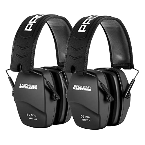 PROHEAR 016 Shooting Ear Protection Earmuffs 2 Pack, NRR 26dB for Gun Range, Hunting -Black and Black - color: Black+black
