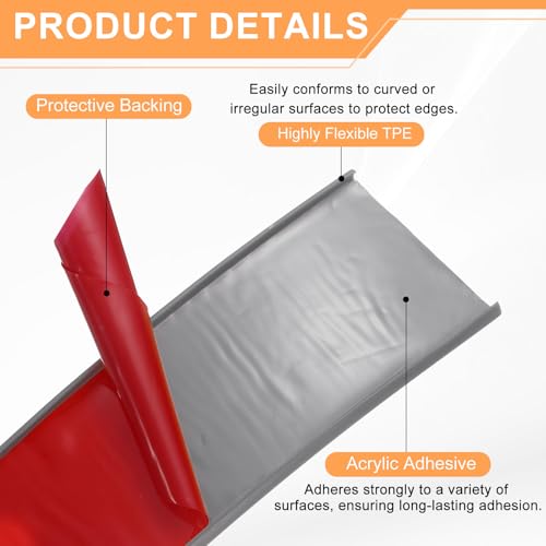 HARFINGTON U-Shape Edge Banding 1" x 20ft (25mm x 6M) Self Adhesive TPE Flexible Veneer Tape Soft Edge Strip Protector for Furniture Cabinet Table Protection Repair, Gray