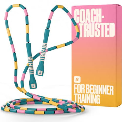 Sportbit Custom-Fit Beaded Jump Rope – Adjustable Length for Kids & Adults, Men & Women – Durable Fitness Rope for Gym & Home - color: Green/Pink/Yellow