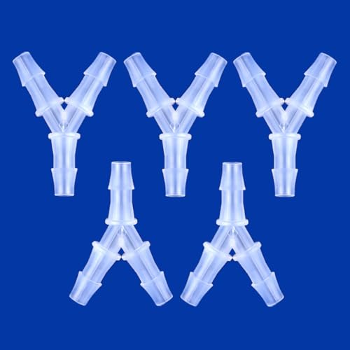 Plastic Barb Equal Y Tee 1/4" hose ID Polypropylene pipe connectors Plastic Joint Splicer Mender Adapter Union Boat Water Air Aquarium O2 Fuel (pack of 5) - size: 1/4 Inch, style: Pack of 5