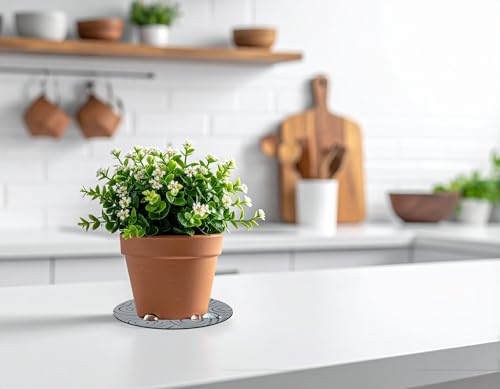 Microfiber, Water Resistant, Absorbent Non-Slip Pot Plant Pad Round Reusable Plant Coaster Indoor Plant Protect Matt for Table Desk, Windowsill Multipurpose Durable 4Pcs. Cappuccino 2D (10 Inches)