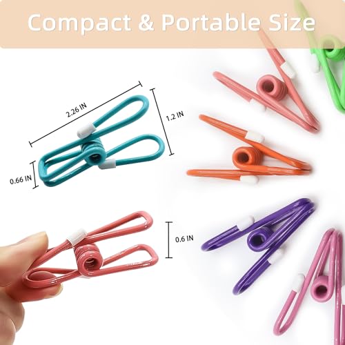 Chip Clips, 10 Pack Colorful Metal Chip Bag Clips with Rubber Caps PVC-Coated Strong Spring Steel Clip for Food Package, Chips Bag, Snack, Clothes pins, Paper, 5 Random Colors 2.2 Inch