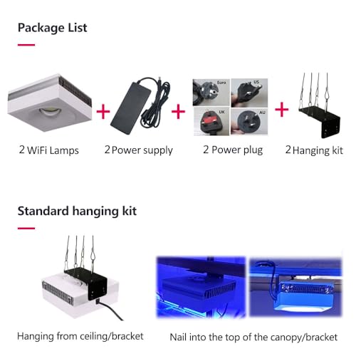 RL90 Full Spectrum LED Reef Aquarium Lighting for Saltwater Reef Aquarium, for 48inch 120cm 4ft SPS LPS Reef Coral Tank, App Control (2 RL90FS with Hang kit) - size: 2 RL90FS with hang kit