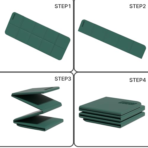 Foldable Yoga Mat 75"x31"x0.24" Portable Exercise Mat - color: Dark Green+Dark Green Grey