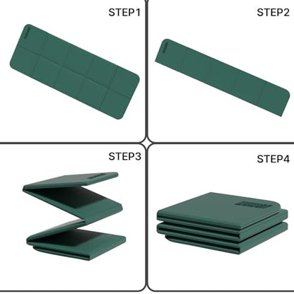 Foldable Yoga Mat 75"x31"x0.24" Portable Exercise Mat - color: Dark Green+Dark Green Grey