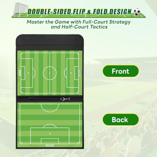 Soccer Coaching Board, Magnetic Soccer Clipboard for Coaches, Foldable Board with Dry Erase Marker - style: Soccer-A