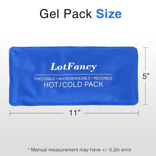 LotFancy Ice Pack for Injuries, Pack of 2, Reusable Hot Cold Pack for Therapy, Cooling or Heating Pad for First Aid, Back Shoulder Neck Head Feet Pain Relief, 11 x 5 Inches - style: 11x5in(Pack of 2)