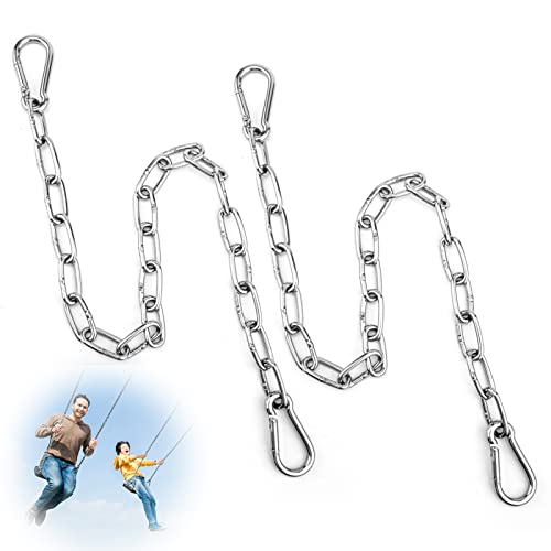 Hanging Chair Chain Set of 2 Stainless Steel Heavy Duty Hanging Kits with 4 Carabiners Hammock Chair Hardware for Indoor Outdoor Playground Hanging Chair Hammock Chair Punching Bags - 23.62" | Heavy Duty Hanging Kits with 4 Carabiners Hammock Chair Hardwa