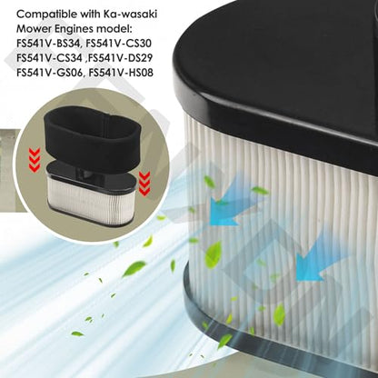 11011-0920 Air Filter Case Kit for Kaw-asaki FS481V FS541V FS600V Mower Engines - Black