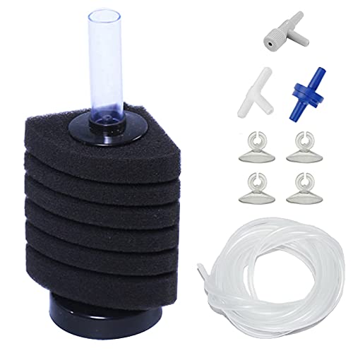 AQUANEAT Aquarium Corner Sponge Filter, for Breeding Shrimp Nano Fish Tanks with Airline Tubing, Valves and Suction Cups - size: Middle up to 20Gal