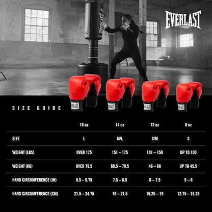 Everlast Prostyle 2 Boxing Gloves, Entry Level Training Gloves for Men and Women, Secure Fit Hook and Loop Closure & Ventilation, Heavy Bag & Speedbag Training - color: Red, size: 14 oz