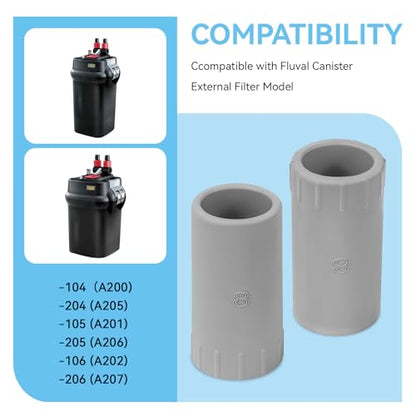 Magluv 2 Pack Rubber Adapter for Fluval Ribbed Hosing 104/105/106/204/205/206, Aquarium Tubing Connectors for Fluval Rubber Hose Connector Fluval 206 Replacement Parts, A20016