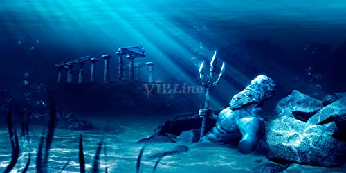 VIP. LINE Under Water Atlantic Lost City Ancient Aquarium Background Poster Fish Tank Backdrop Sticker Selfadhesive (24" x 12"/ 61 x 30cm)