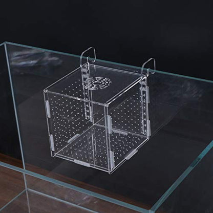 Aquarium Fish Breeding Box - Transparent Acrylic Fish Tank Hatchery Hanging Incubator for Shrimp Clownfish (Hook 151516cm)